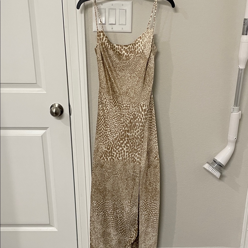 Express Tan Patterned Maxi Dress